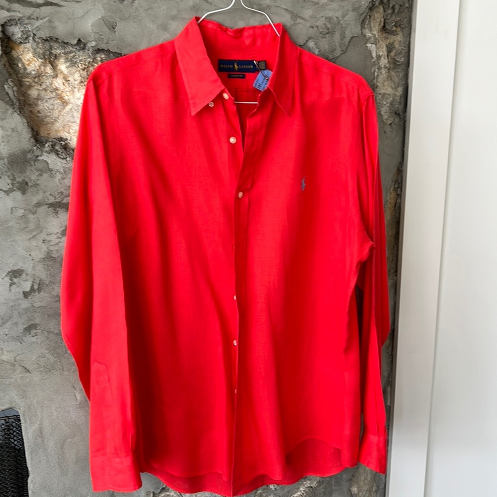 Polo Linen long sleeved shirt. Excellent condition. Light Red.